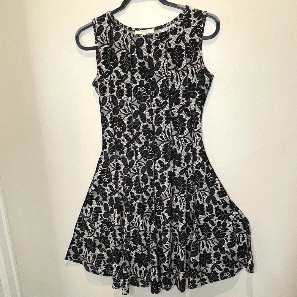 Haani Black "Lace" Fit-and-Flare Sleeveless Dress - PS